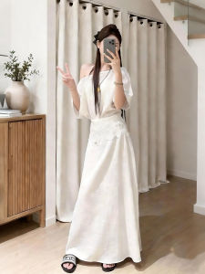 XUECAIQI | Korean Style Off-shoulder Top Slim Lace Skirt Set