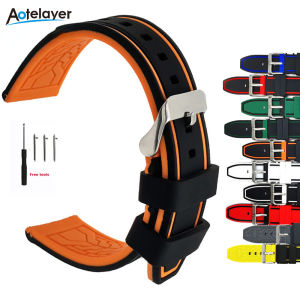Aotelayer Dây Đeo Đồng Hồ Thể Thao Bằng Silicon Mềm 20Mm 22Mm 24Mm 26Mm Dây Đeo Thay Thế Cho Nam Chống Nước Lặn Cao Su Phụ Kiện Đồng Hồ