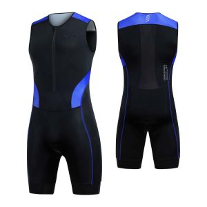 ชุดไตรกีฬา Santic สำหรับผู้ชาย ชุดแข่งไตรกีฬา ขี่จักรยาน ว่ายน้ำ วิ่ง พร้อมแผ่นรอง กันกระแทก แขนกุด แห้งเร็ว ระบายอากาศได้ดี มีแถบสะท้อนแสง และกระเป๋า KM25C03028