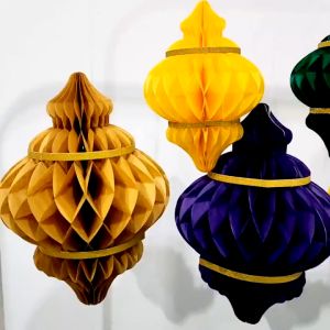 Lampion Idul Fitri Elegan Dekorasi Lebaran Ungu/Hijau/Kuning Ornamen Gantungan Kertas Accessories Dekorasi Lebaran Dekorasi Idul Fitri