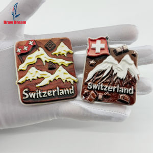 1Pc Swiss 3D Stereo Refrigerator Magnet Creative World Travel Souvenir with Rich Chocolate Flavor Travel Commemorative Decorative Sticker Suitable for Home and Office Decoration Personalized Exclusive Travel Souvenir Magnetic Refrigerator Magnet H...