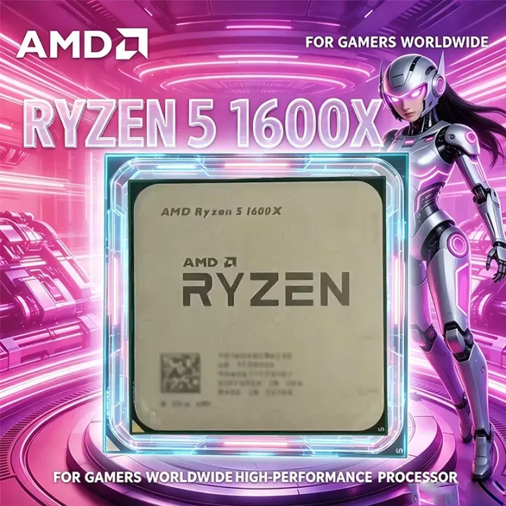 AMD | AMD Ryzen 5 1600X 3.6 GHz Six-Core Twelve-Thread CPU AMD Ryzen 5 R5 1600X 95W L3=16M YD160XBCM6IAE Socket AM4 CPU Loose Pie