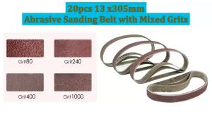 20PCS 13 x 305mm Knife Sharpener Sanding Belt Kit Aluminum Oxide Sandpaper Set 1/2" x 12" P80 240 400 1000 for Work Sharp