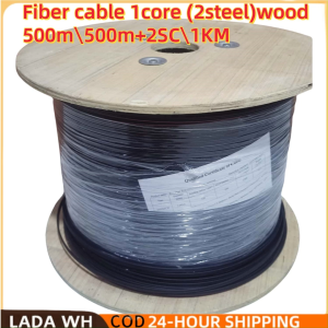 (real length) Fiber Optic Cable Single Core 2km 1000m indoor SC-SC Pure Black FOC FTTH Cable 1km 1core 2core 3steel 2 steel wood