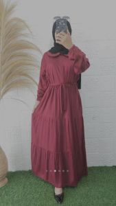 Midi Dress Hitam Katun Rayon Twill Premium/ Midi Dress Jumbo Polos