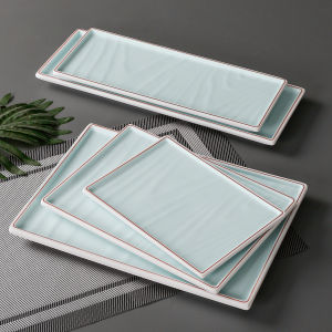 Rectangular Formal Dinnerware Set Commercial Dining Barbecue Special Plate Imitation Porcelain Restaurant Flat Plate