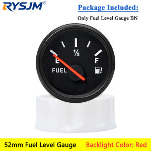 RYSJM | 52mm Car Fuel Level Gauge Signal 0-190 Ohm Fuel Meter For 0-190ohm Sensor Marine Boat Truck Red Backlight 9-32V Oil Level Gauge