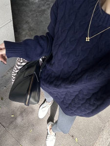 YUANYA | Áo Len Cổ Lọ Dệt Kim Dây Đeo Thickened Lazy Style