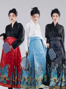 สไตล์จีนใหม่ ผู้หญิง ชุดฮั่นฝู ชุดแขนนักบินและรางม้า กระโปรง สวมใส่ทุกวันผู้ใหญ่ขนาด 2023 แฟชั่นล่าสุด