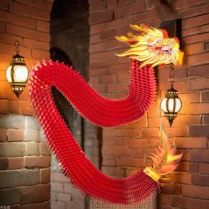 New Year Decorations Dragon Lantern Paper Cutting Handmade Toy Gift Dance Dragon Honeycomb Paper Colorful Dragon