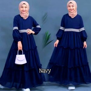 Dress gamis baju anak perempuan usia 3 sampai 12 tahun bahan crinkle airflow