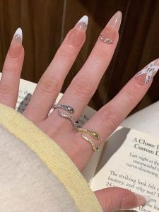 Elegant Snake-Shaped Zircon Ring for Women New Years Fashion Jewelry Minimalist Design Lucky Year Ring Finger Accessory