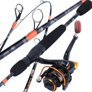Sougayilang Set Tongkat Dan Gulungan Pancing Combo Set Portable 2 Bagian Tongkat Pancing Dan 13 Ball Bearings 5.2:1 Rasio Gear Rol Gulung Set Untuk Bass Ikan Air Asin Air Tawar Memancing