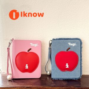 I know Cute Apple Design Denim Passport Holder & Wallet for Women - Practical Storage Bag (2025 New Style)