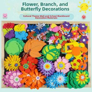 XIXIANGZI | Classroom Decorative Wall Stickers Cultural Theme Flowers 3D Leaves