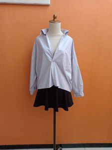 atasan kemeja wanita lengan panjang M L XL blouse MEWAH oversized abu muda pastel