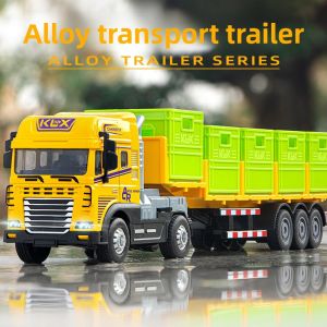 Inertia Driven Alloy Toy Car Trailers for Boys Sound Light Engineering Semi-trailers Baby Car Models Metal Toys Outdoor Play