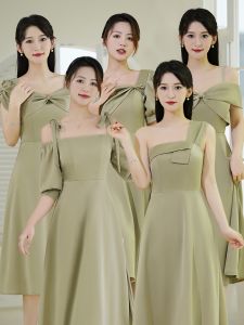 Maids of Honor Satin Gowns Womens Mid-Length Fashion High Waist A-Line Skirt Wedding Dresses Spring Summer Autumn Fashion