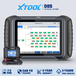 XTOOL D8S Car Diagnostic Tools Automotive Scanner ECU Coding 42+ Services Topplogy Bidirectional Key Programming CANFD DOIP FCA
