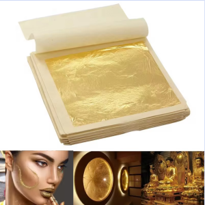 4.33x4.33cm 5/10 Sheets 24K Pure Real Gold Leaf DIY Painting Decors Arts Crafts Gilding Design Paper Party Gift Handicrafts