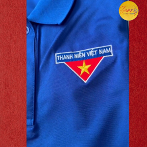 Áothun đoàn thanh niên Nam Nữ vải poly cá sấu thoáng mát logo thêu