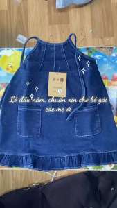 Váy Yếm jean hở lưng dáng cổ yếm chân bèo cá tính cho bé gái 8-20kg