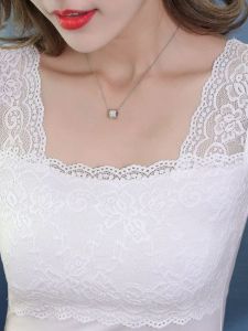 Womens Modal Lace Strap Vest Versatile Inner Wear T-Shirt Belly Concealing Outerwear Summer Solid Color Sleeveless Top