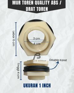 Mur Toren 1" ABS / Drat Torn 1 inch / Mur Tangki Air / Mur Tandon