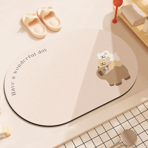 VIKAMA Pha Lê Nhung Thảm Hoạt Hình Kapibara Phòng Tắm Sàn Thảm Thấm Hút Cửa Nhà Vệ Sinh Miếng Lót Phong Cách Hiện Đại Trang Trí Nhà Thảm