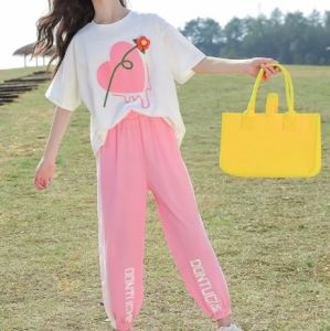 KYII Girls set two-piece Short Sleeve top children Set ky22277