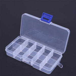 15 Slots Tackle Box Adjustable Plastic Fishing Lure Hook Storage Case Organizer