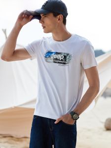 Jeep | Authentic Jeep Official T-shirt Outdoor Sports Loose Print Short Sleeve New Breathable Elastic Large Size Mens Clothing