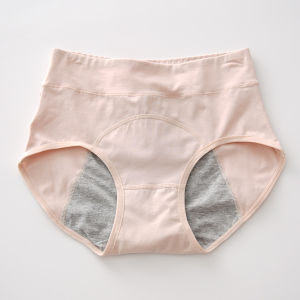 กางเกงในสตรีใส่สบายทั้งคืนกางเกงในทรงสามเหลี่ยมเอวสูงปานกลางกันรั่วใส่ช่วงมีประจำเดือนสำหรับนักเรียนเพิ่มความยาว