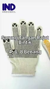 Sarung Tangan Rajut Bintik 4 5 6 8 Benang 1 Set Sepasang MotorPabrik Bangunan Serbaguna Tebal Pelindung Cover Katun