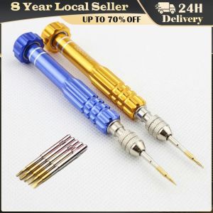 5in1 Alloy Screwdriver set T5 T6 Torx 0.8 Phillips 1.5mm Slotted 2.0mm Screwdrivers Phone Repair Tool w/ 5 Screw Driver Bits