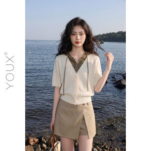 YOUXIANG | Áo Kẻ Màu Giả Hai Mảnh
