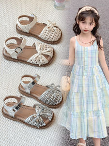 Princess Style Soft Bottom Sandals for Little Girls Summer Season Breathable Hollow out Design Comfortable Flexible Rubber Sole