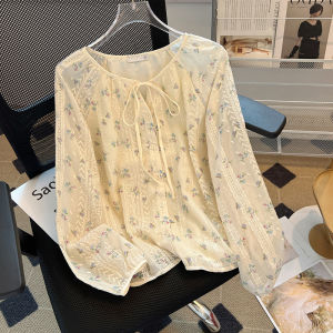 Áo Sơ Mi Voan Hoa Nhí Mùa Xuân Thu Trang Phục Nữ Áo Dài Tay Kiểu Tây Thời Trang Mẫu Mới Năm 2024 Áo Sơ Mi Hàng Châu Âu