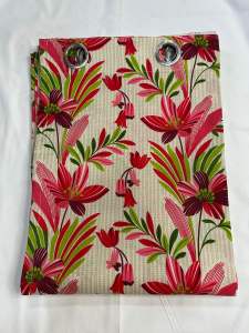 Red Printed & Plain Curtain Contesa Design - Sold per Pc
