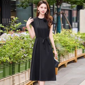 MAIMEI | High-End Ice Silk Summer Dress For Women Elegant A-Line Silhouette Wedding Guest Outfit High Waist Gathered Skirt Soft Polyester