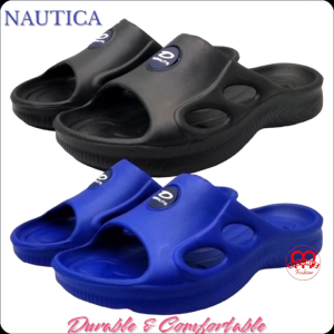 Duralite Nautica Mens Lightweight and waterproof Non-slip Rubber flipflops/slippers (Black and Blue)