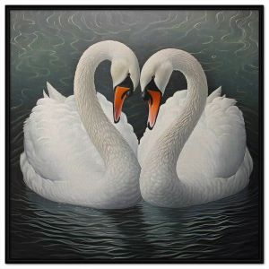 Tranh treo tường tranh dán tường Canvas đôi uyên ương thiên nga trắng. CGI-349