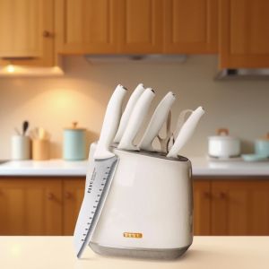 CMGF | White Kitchen Utility Knife Set with Cutting Board for Women