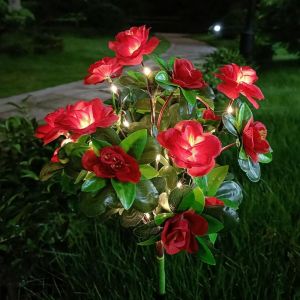 1pc 7head Solar Azalea Ground Mounted Light Available in Four Colors: Red Yellow Pink Purple Used for Garden Courtyard Dec