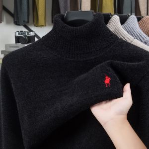 Áo Len Nam Cao Cấp Chất Liệu Nhung Dày Dặn Ấm Áp Mùa Đông Cổ Cao Dệt Kim Thêu Hình Ngựa Tinh Tế Thời Trang Thiết Kế Giản Dị.