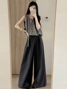 LIRUSHAN | 2026 New Summer Korean Style Gray Polka Dot Outfit