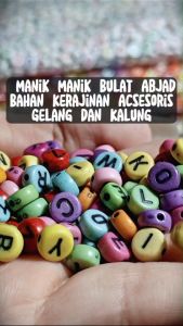 (100 pcs) Manik Manik Bulat Abjad Bahan Kerajinan Acsesoris Gelang Dan Kalung