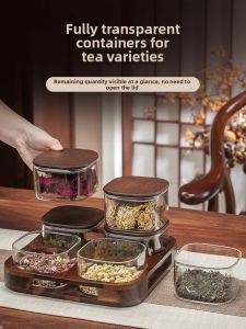 CRISTALGLASS | Attractive Large Capacity Heat-Resistant Glass Tea Storage Jar Partitioned