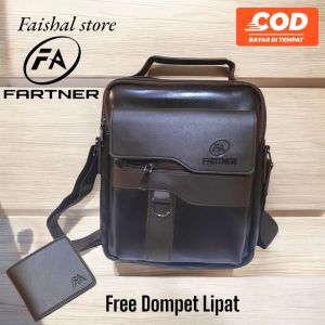 Tas Selempang Kulit Pria Premium Casual Elegan Free Dompet Lipat