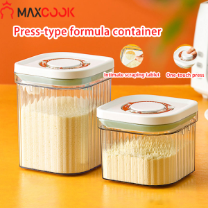 Maxcook Press-type Formula Container with Scoop Sealed Moisture-proof Formula Storage Box Precision Dispensing Formula Container with Small Scraper